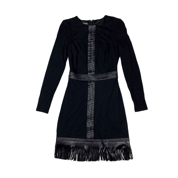 BEBE Fringe Ponte Trim Dress - Picture 2 of 4